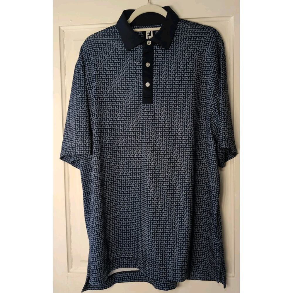 Footjoy Paisley Golf Polo Shirt Men's L Blue Sports Outdoor (978)